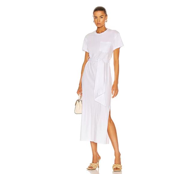 NWT Jonathan Simkhai Sz L Sara White Organic Cotton Short Sleeve T-Shirt Dress - Picture 1 of 5